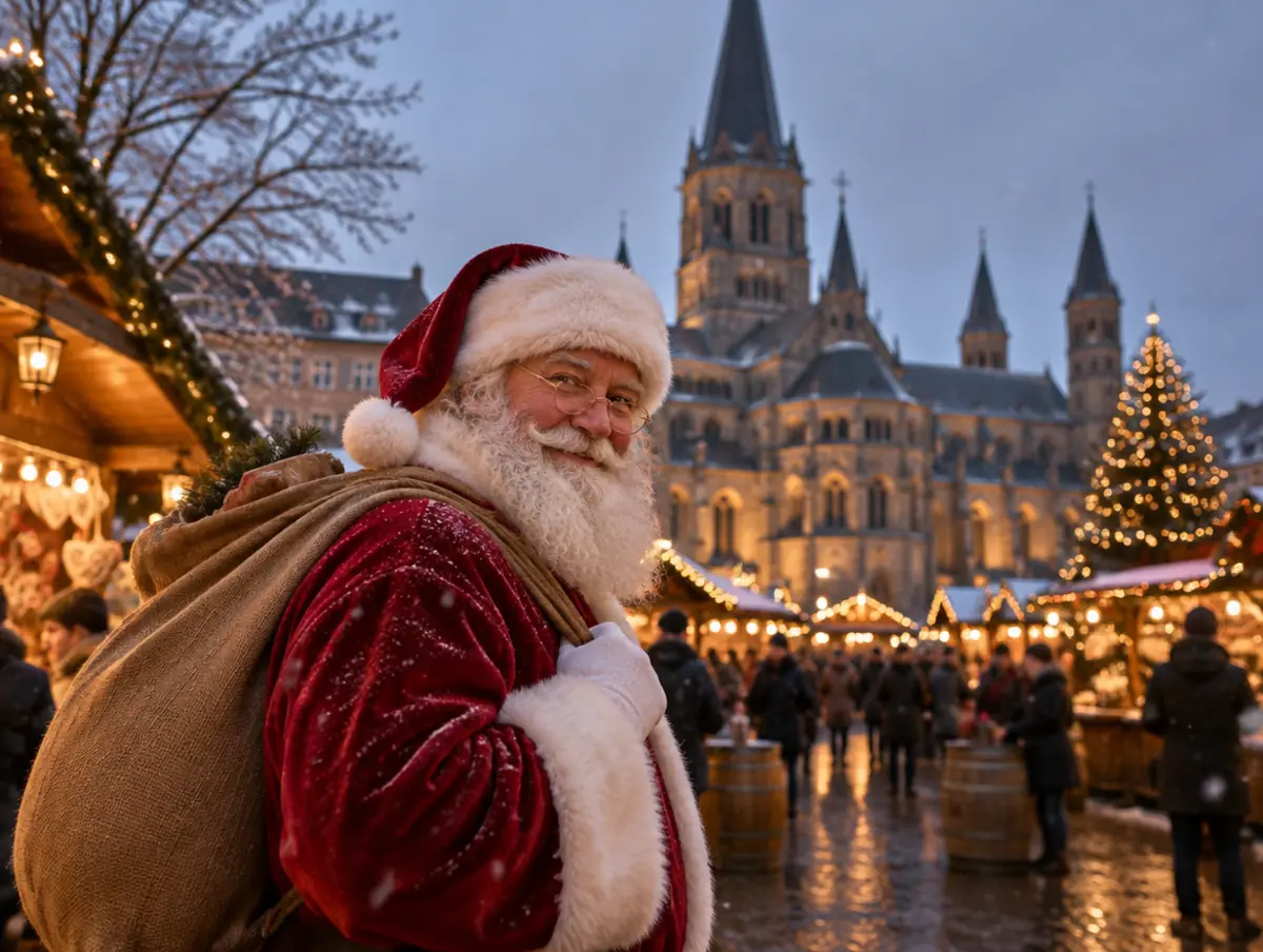 Weihnachtsmann vor dem Münster in Bonn