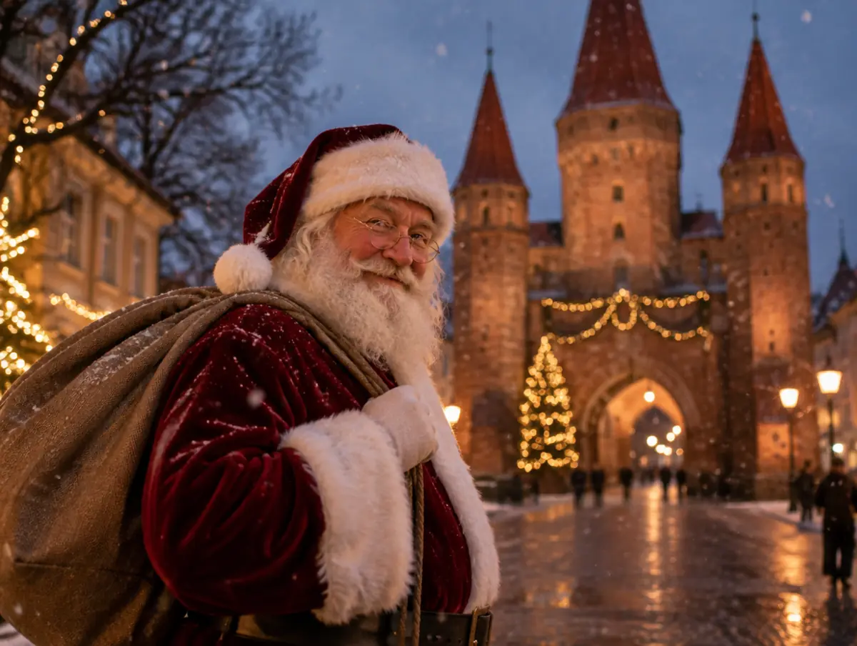 Weihnachtsmann vor dem Kreuztor in Ingolstadt
